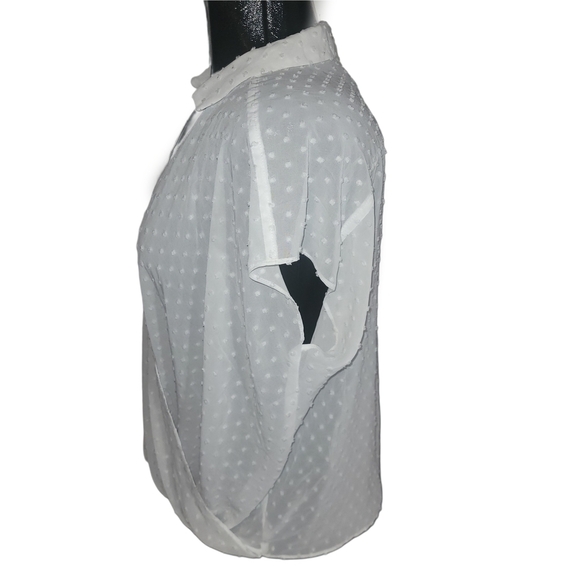 International Concepts White Textured Short Sleeve Wrap Front Blouse 10P - Picture 4 of 6